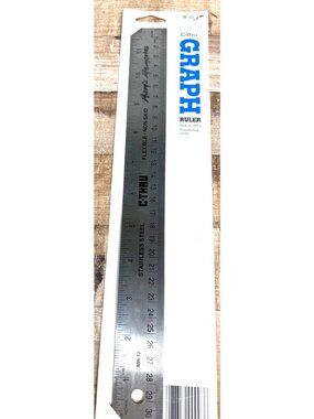 C-Thru W-25 Graph Ruler Stainless Steel Flexible Non-Skid Design Inch & Metric